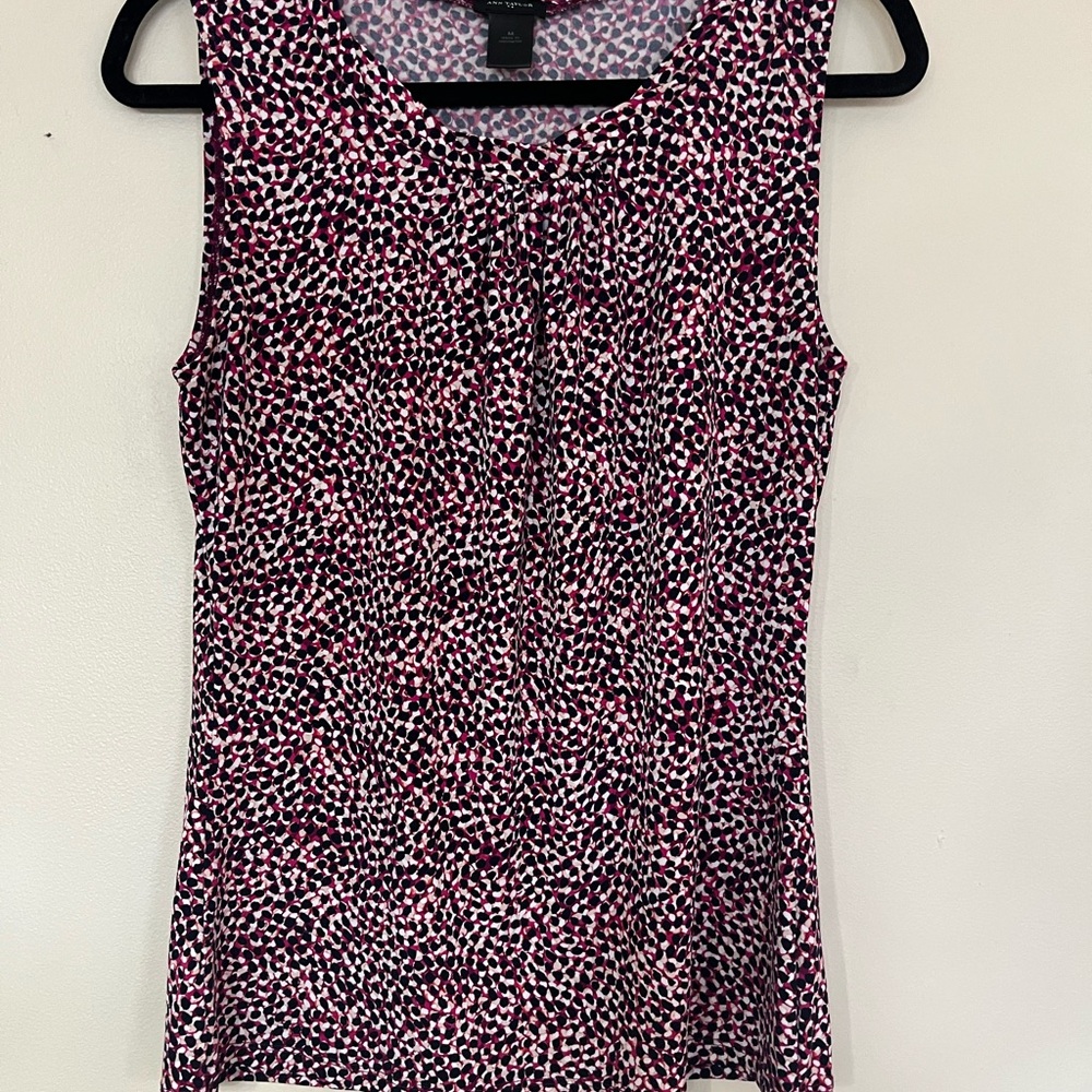 Ann Taylor Pink and Black Patterned Blouse